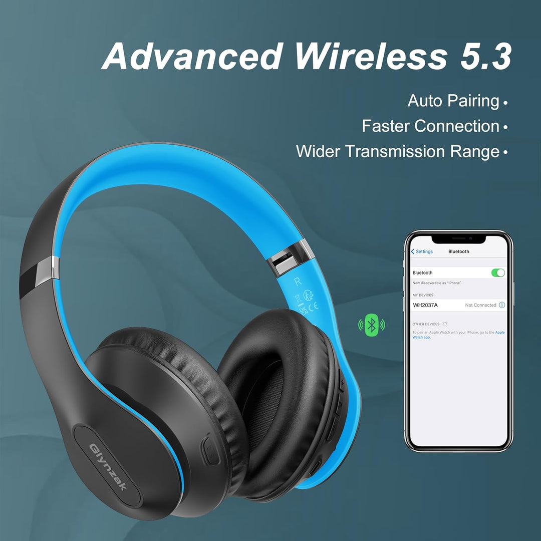 Glynzak - Auriculares Bluetooth inalámbricos con micrófono, cubren...