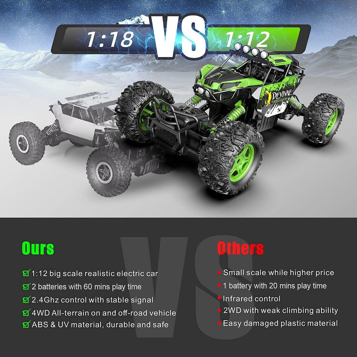 CROBOLL Autos RC grandes 1:12 para niños con función de elevación m...