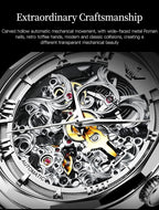 OUPINKE Relojes esqueleto dorados para hombre, Vestir de lujo, Automático Mecánico