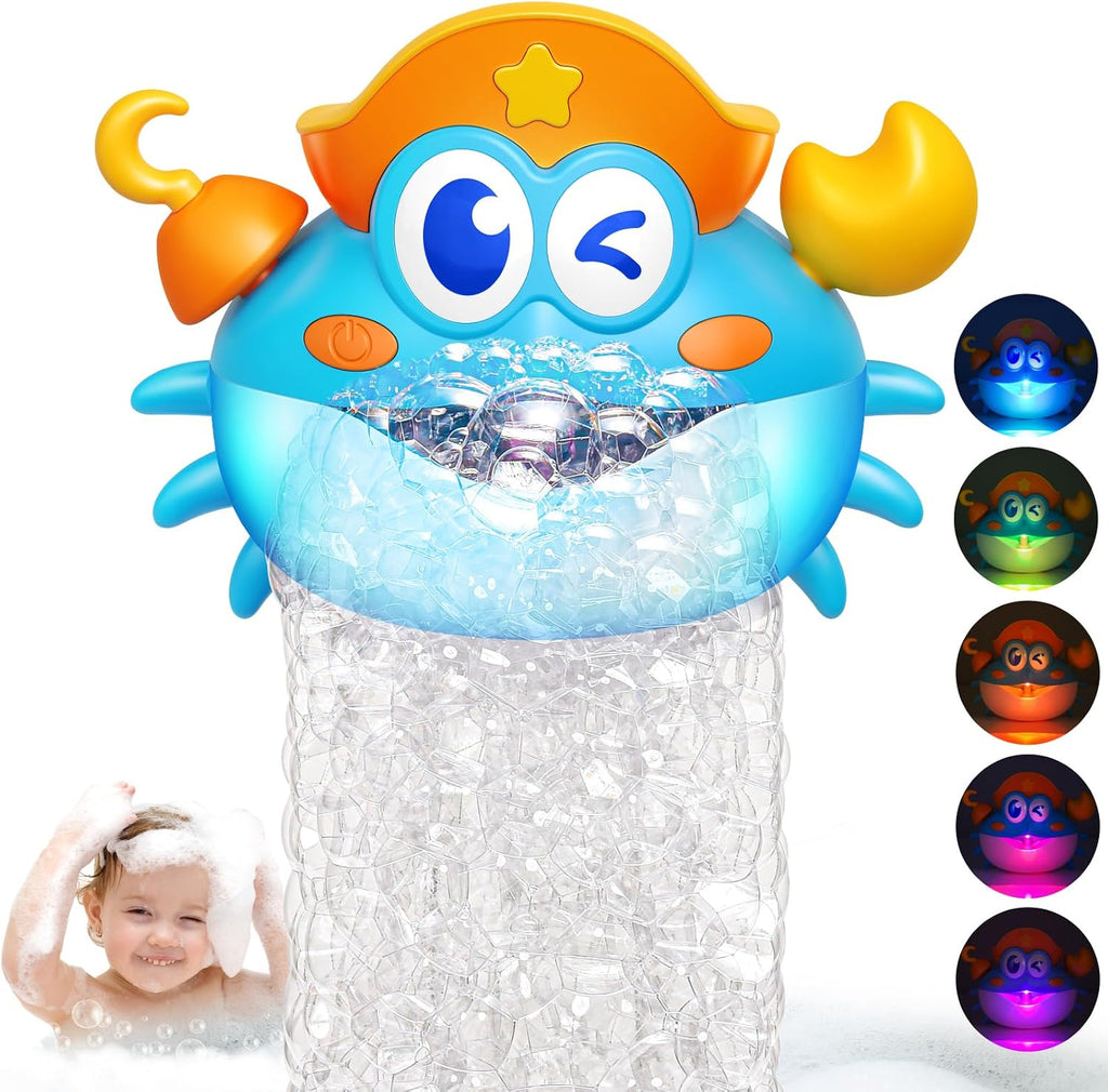 Juguetes de baño, juguetes de baño iluminados para bebés, máquina de burbujas de baño con luz RGB colorida, gran cumpleaños para niños y niñas, juguete de bañera para niños de 1-3, 4-8 años