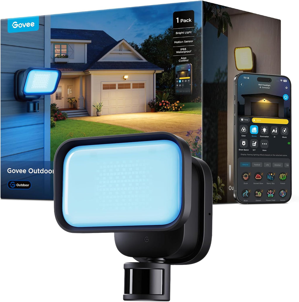 Govee Luz de inundación al aire libre de la pared, sensor de movimiento de