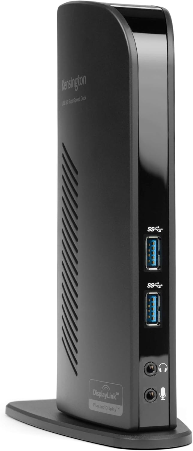 Kensington Estación de acoplamiento de doble pantalla USB 3.0 para MacBooks, Windows y Surface (K33972US)