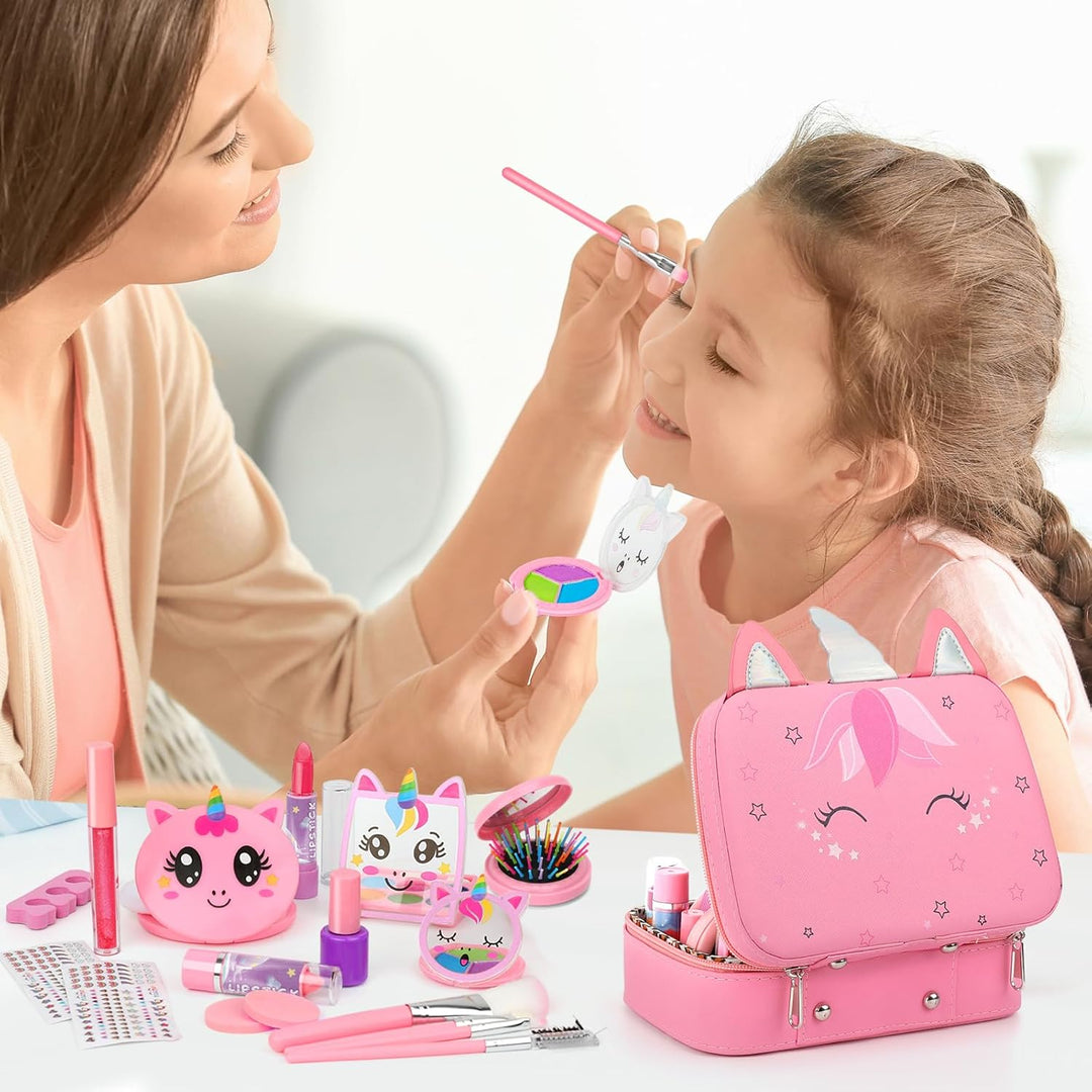 Heaning Juguetes de maquillaje lavable para niñas - Kit de maquilla...