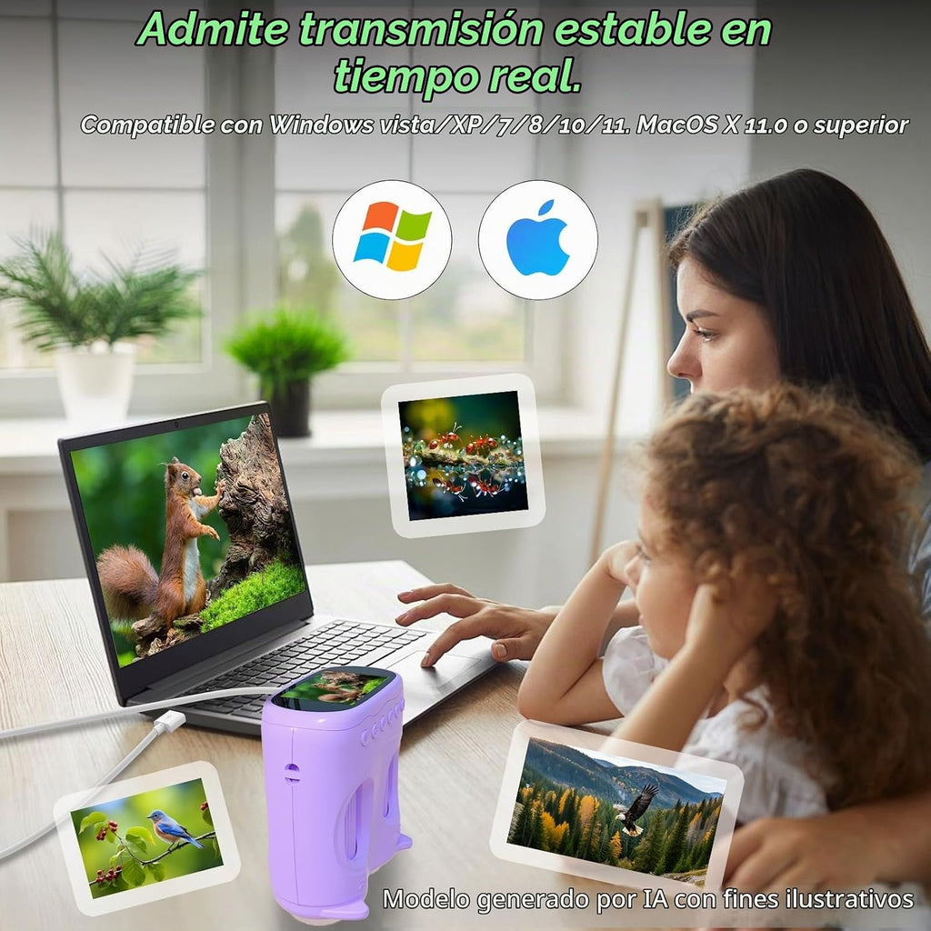 Microscopio de mano de 2.0 pulgadas para niños, microscopio digital de bolsillo 1000X 2 en 1 y telescopio 10X para niños, kits de ciencia, juguetes STEM, regalos para niños y niñas de 3, 4, 5