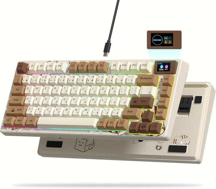 Womier SK80 Teclado Retro 75% con Pantalla Multimedia a Color, Tecl...