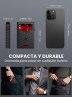 Billetera para hombre con bloqueo RFID minimalista para 12-14 tarjetas | Cartera inteligente delgada y plegable con ventana para identificación y ranura para efectivo, bolsillo frontal, estuche