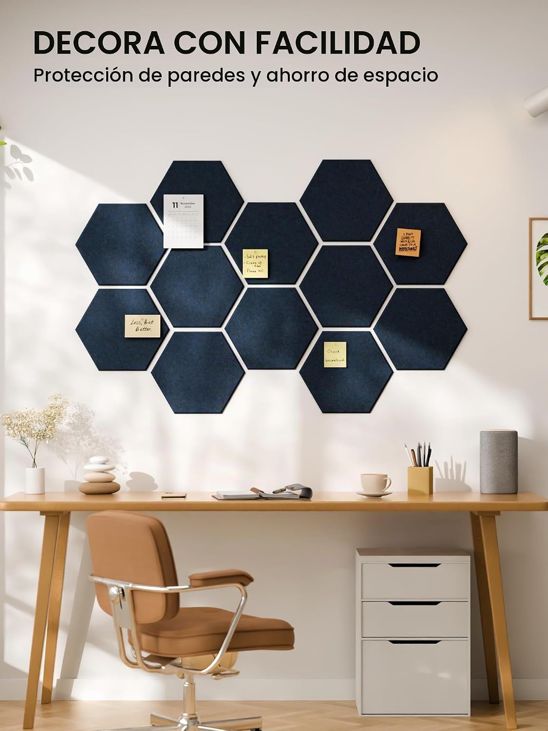 Paquete de 12 azulejos hexagonales de fieltro para tablón de
