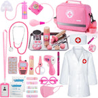 Kit de Doctor para Niñas, kit de Doctor de 34 piezas para niños pequeños de 3 a 5 años con bolsa de almacenamiento médica y estetoscopio real, juego de simulación de Doctor, regalo de juego