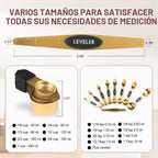 Juego de tazas y cucharas medidoras de acero inoxidable de 16 piezas, fuerte diseño de anidación magnética, 7 tazas, 8 cucharas con nivelador, marcas de medición dobles para ingredientes secos y