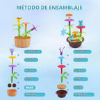 Juguete de construcción de jardín de flores para niñas, regalos de cumpleaños para niños preescolares de 3 a 5 a 7 años, juego educativo STEM con 140 piezas, kit de jardinería apilable para