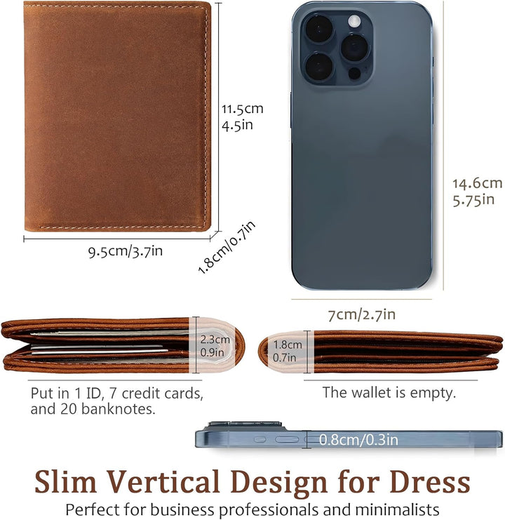 LnxLtw Billetera vertical plegable para hombre, diseño delgado de c...