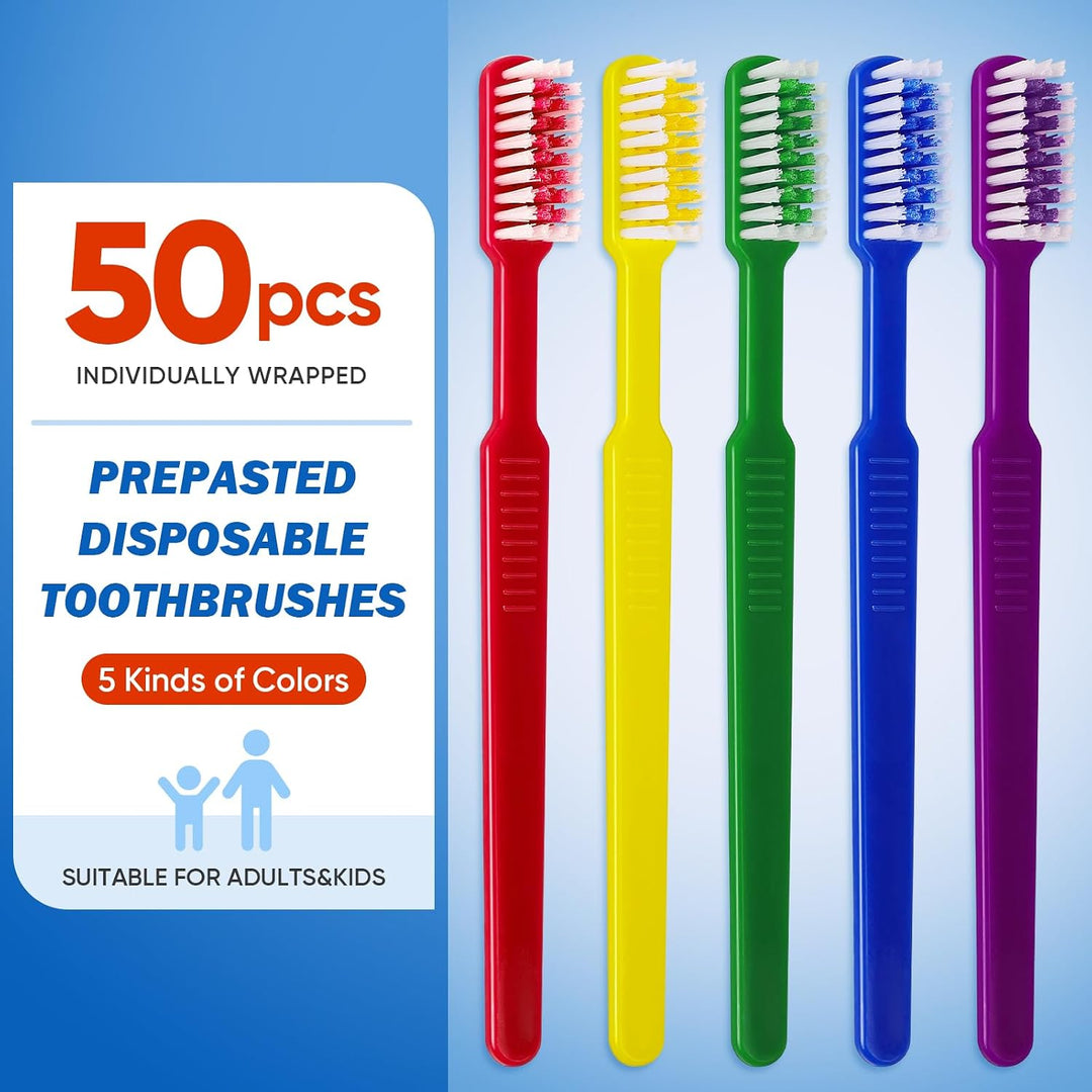 Navona 50 cepillos de dientes desechables con pasta dental incorpor...