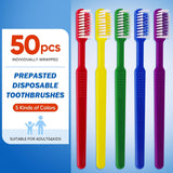Navona 50 cepillos de dientes desechables con pasta dental incorpor...