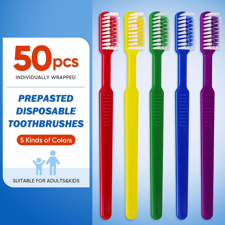 Navona 50 cepillos de dientes desechables con pasta dental incorpor...