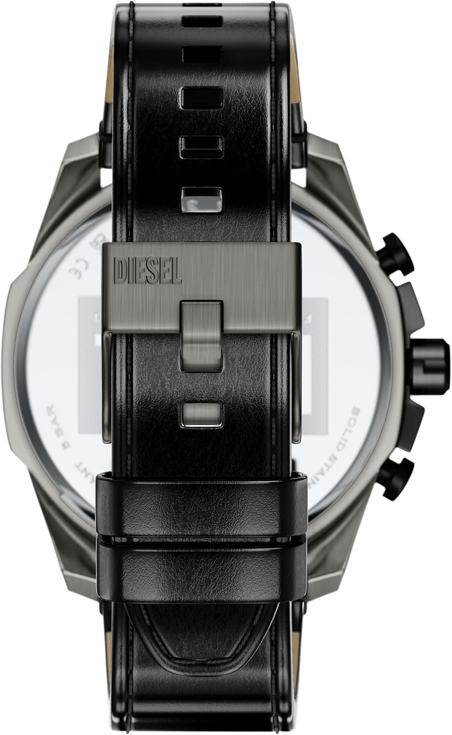 Reloj para hombre Diesel Mega Chief Slim Cronógrafo con correa de cuero negra (Modelo: DZ4714)