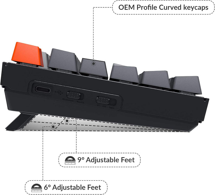 Keychron Teclado mecánico inalámbrico K8 Tenkeyless para Mac, retro...