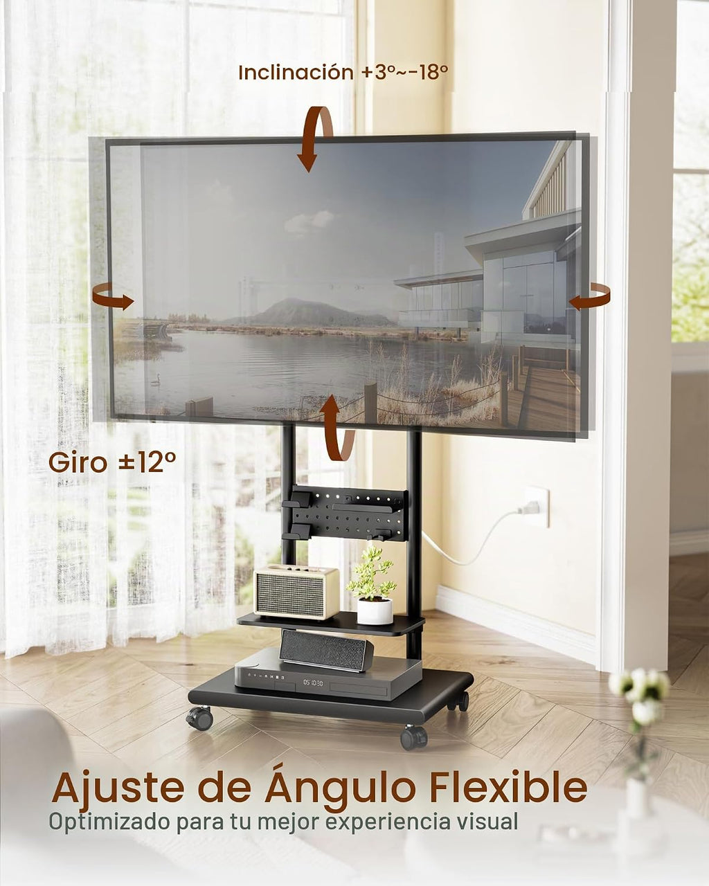 Lámpara Soporte de TV rodante resistente para televisores de 37 a 75 ″ de