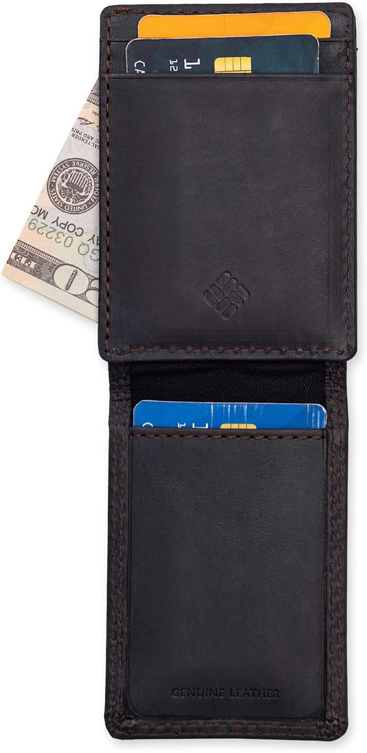 Columbia Billetera de cuero para hombre con bolsillo frontal y tarj...