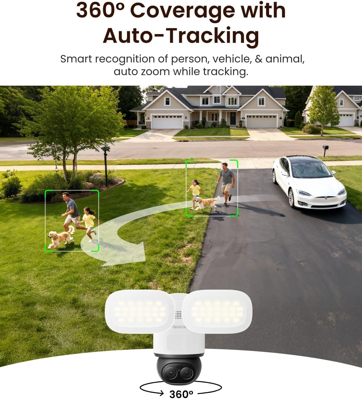 REOLINK TrackFlex Reflector WiFi, 4K 360° PTZ Cámara de reflector de doble