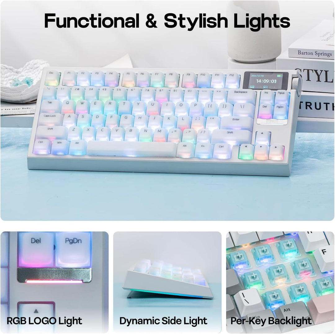 EPOMAKER G84 PRO Teclado inalámbrico para juegos con pantalla y per...