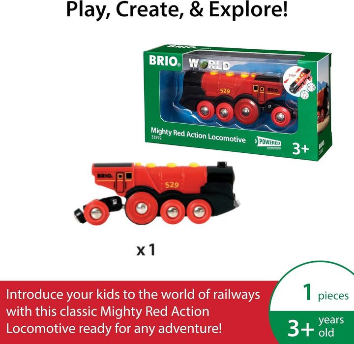 Locomotora Brio de acción potente, de color rojo