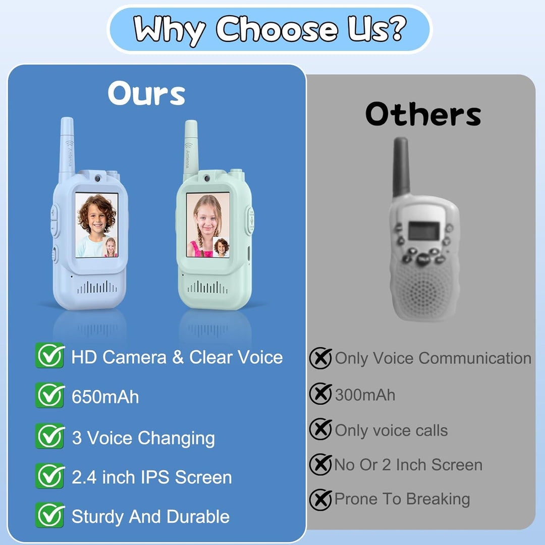 Walkie Talkies para niños, paquete de 2, radios bidireccionales rec...