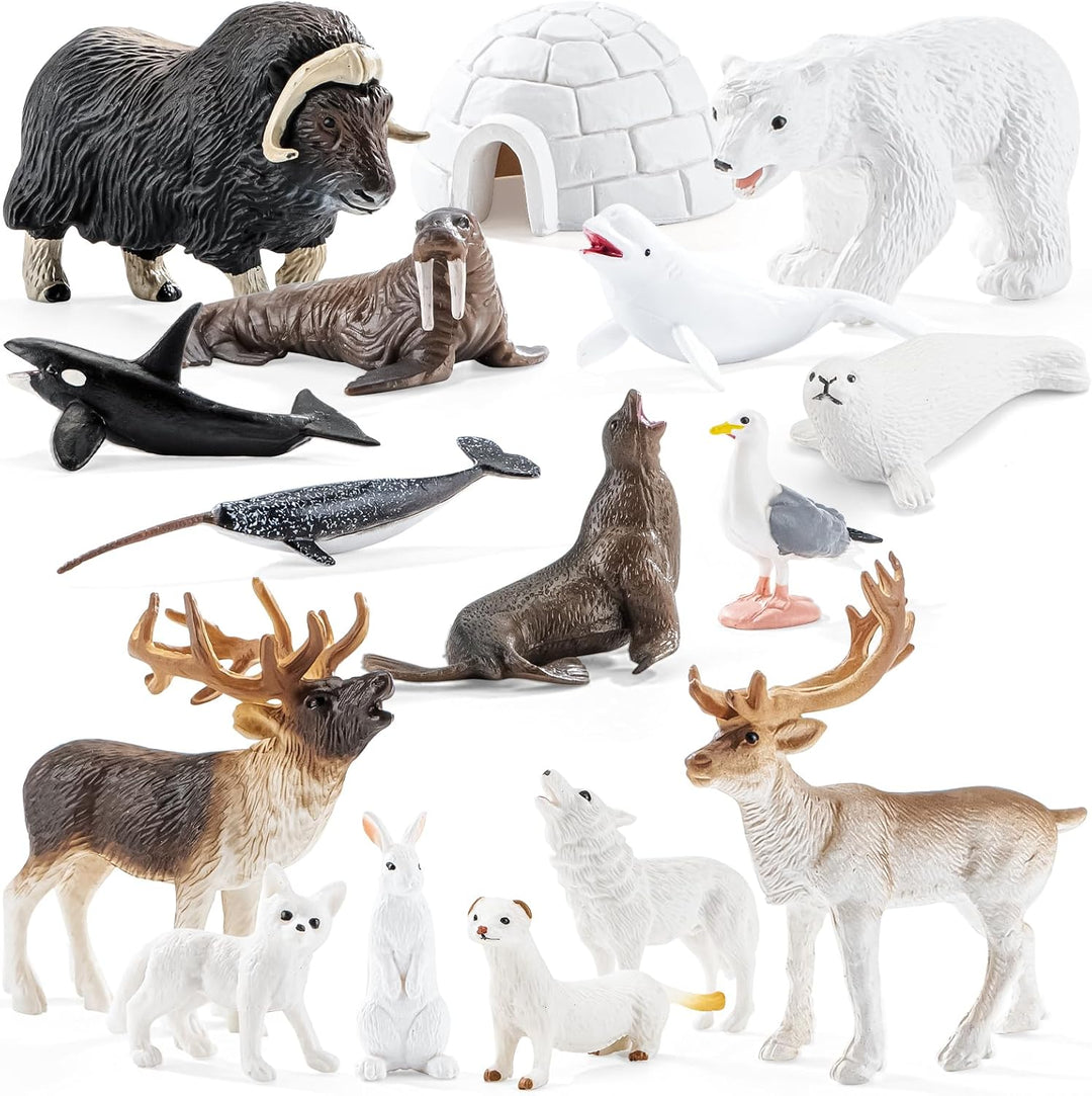 THINKBAY Juguetes de figuras de animales árticos \u2013 16 figuras...