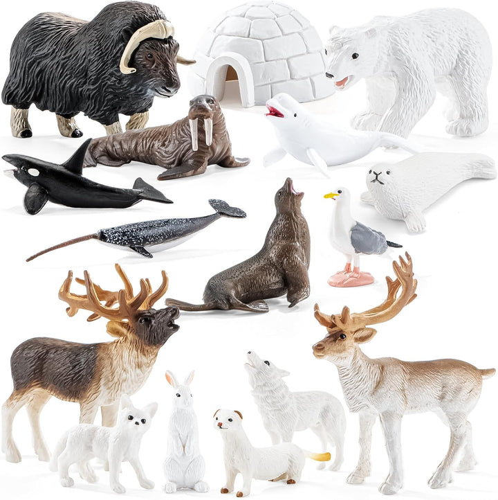 THINKBAY Juguetes de figuras de animales árticos \u2013 16 figuras...