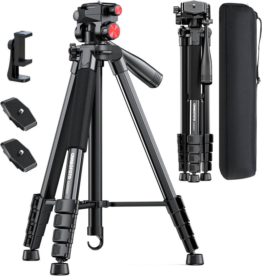 Cambofoto - Trípode de cámara de 72 pulgadas para DSLR y teléfono, trípode