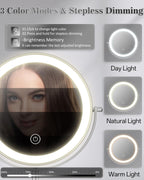 Espejo de maquillaje iluminado de 8 pulgadas con luz, espejo ajustable de