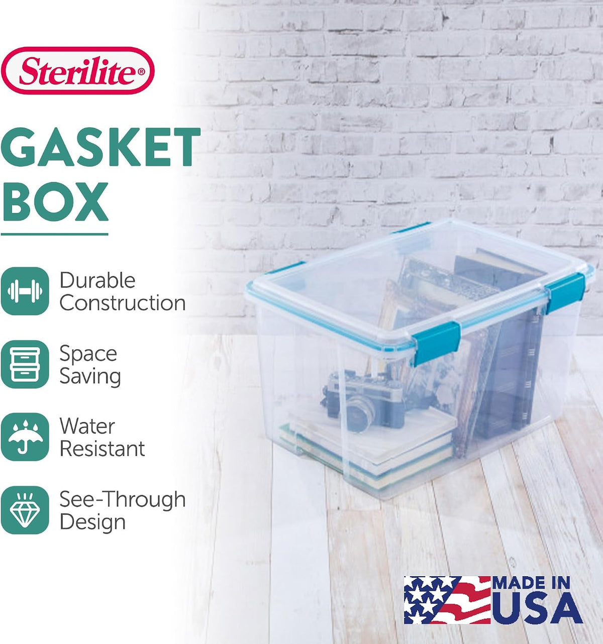 Sterilite Caja de almacenamiento de juntas con tapas para el hogar y la