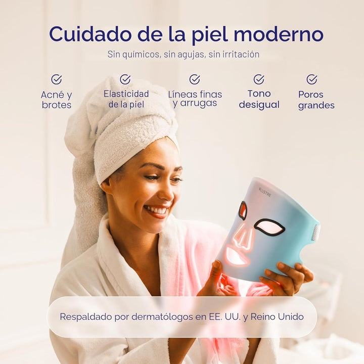 LUSTRE - Máscara facial LED para terapia de luz, máscara de luz roj...