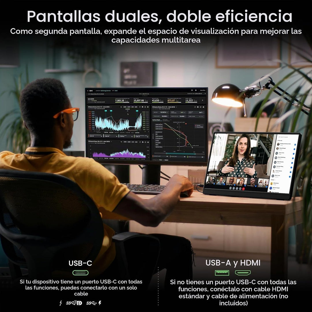 VILVA Monitor para juegos QHD 165Hz USB-C HDMI de 17.3" | 17.3&...