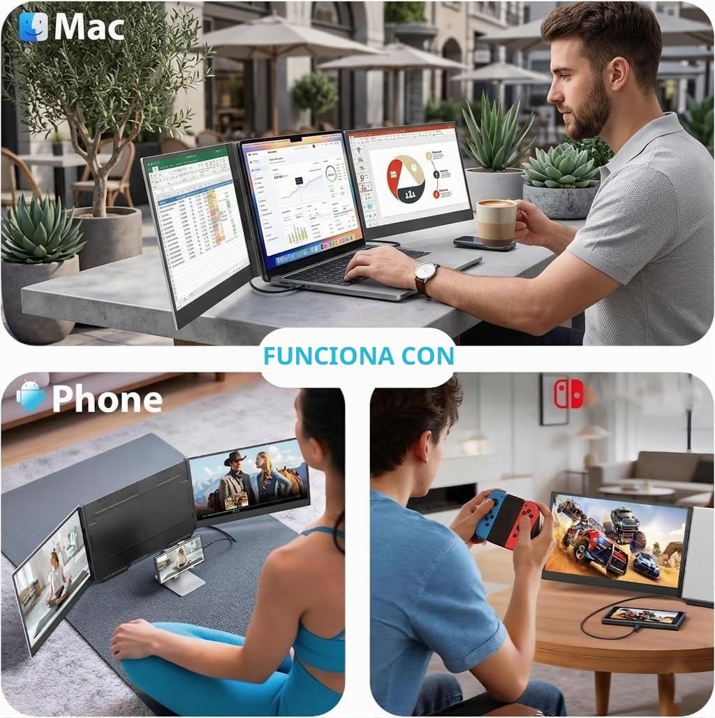 Leudaich Extensor de pantalla para portátil con un cable, monitor p...