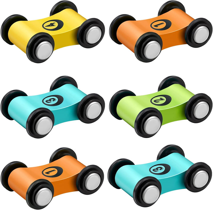 6 piezas de madera Mini coche de madera rampa de coche de