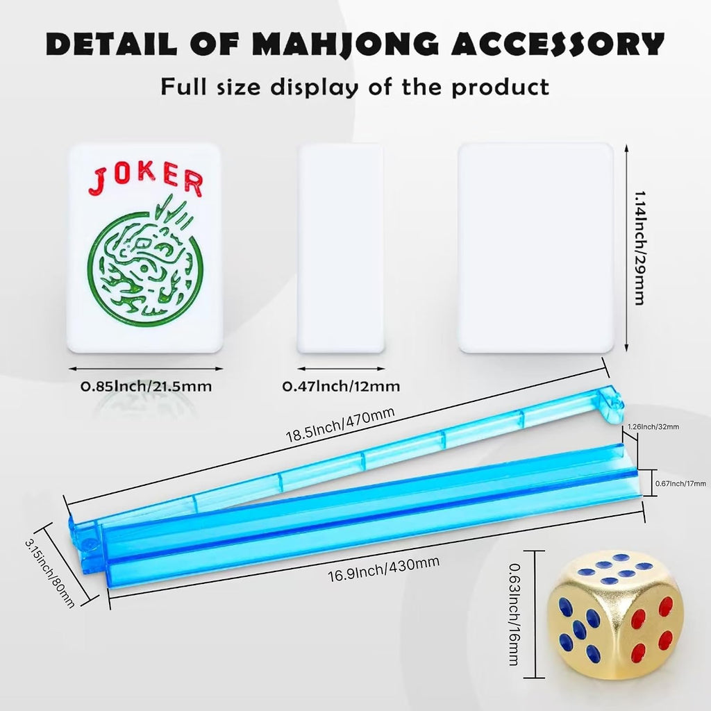 Nuevo juego de mahjong americano, 166 azulejos premium con dados de metal