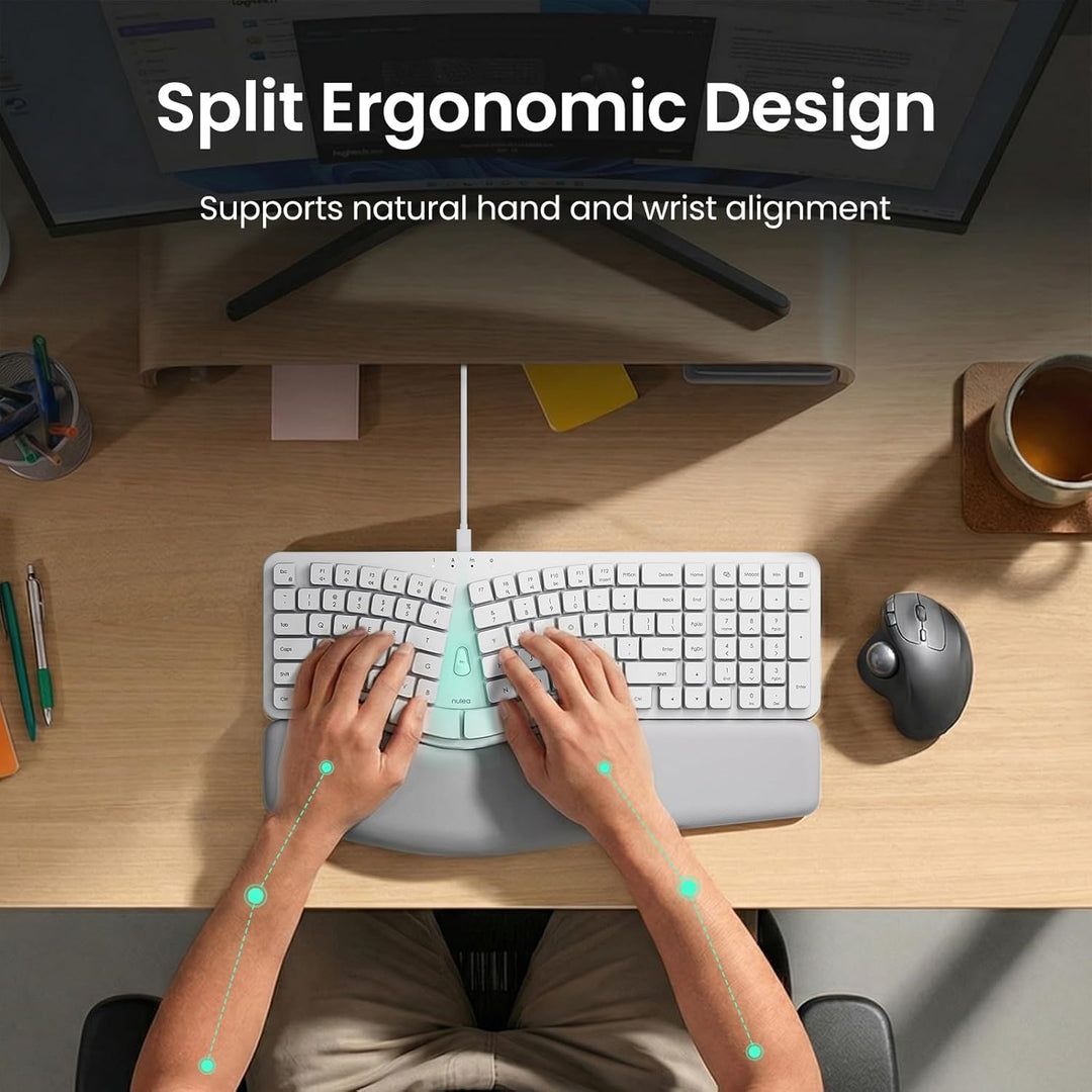 Nulea Teclado ergonómico dividido, teclado de escritura natural con...