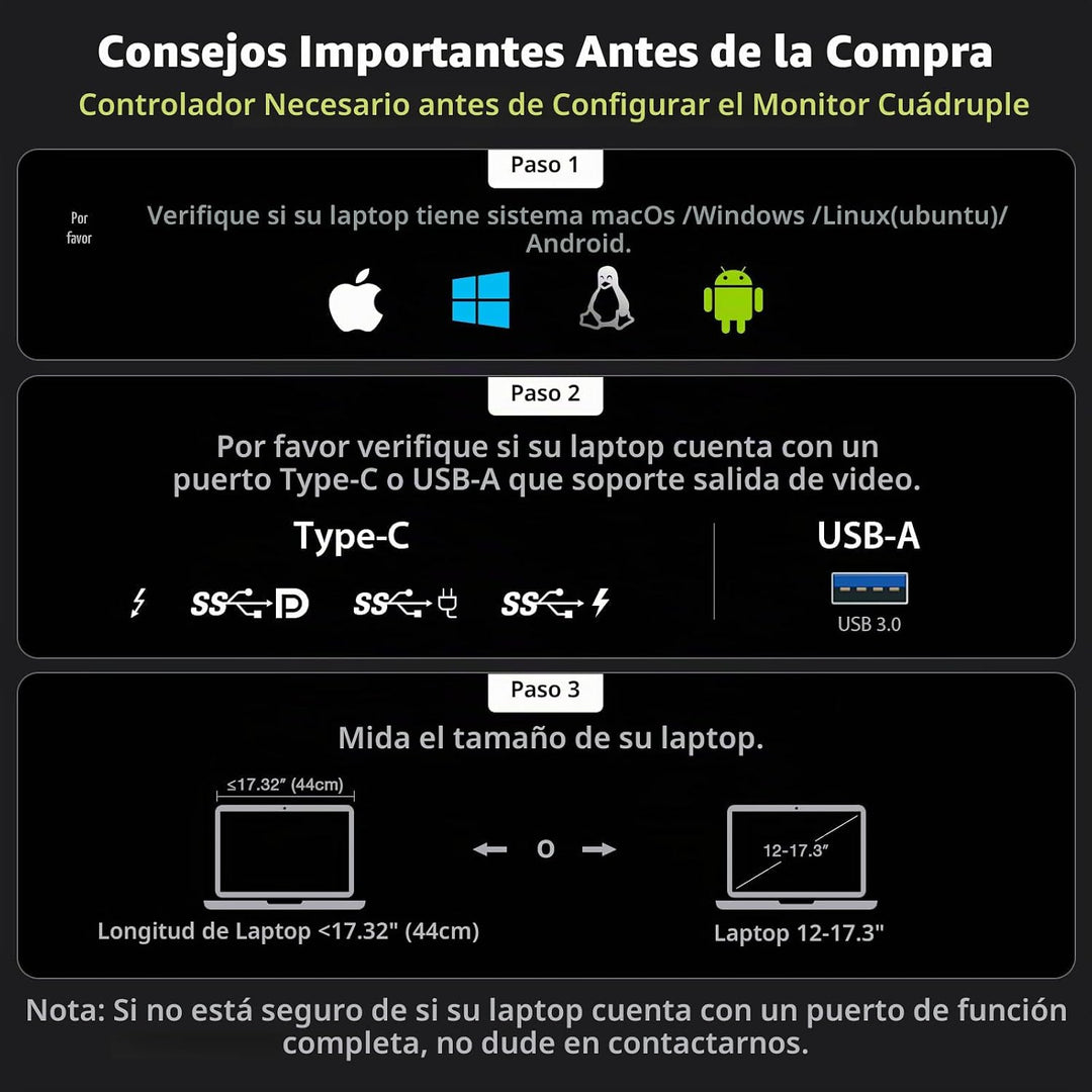 KYY - Extensor de monitor para portátil de triple pantalla de 15,6...