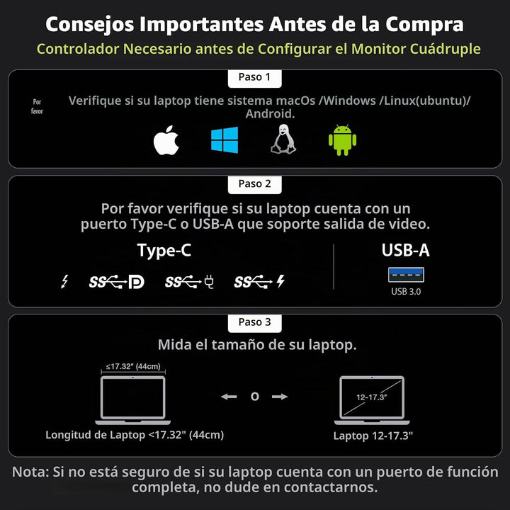 KYY - Extensor de monitor para portátil de triple pantalla de 15,6...