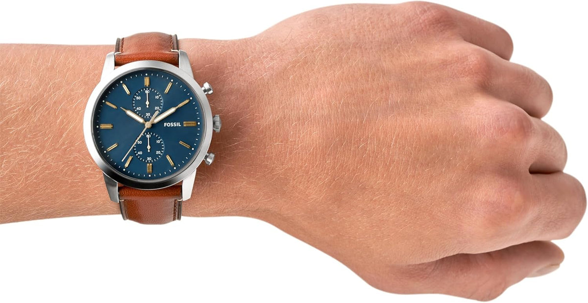 Reloj cronógrafo Fossil Townsman para hombre, cuarzo, acero inoxidable y correa de cuero