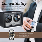 Mcbazel Enrollador de reloj para relojes automáticos, enrollador de reloj de 4 ranuras con motor silencioso fabricado en Japón y luz LED para relojes de hombre y mujer, color negro