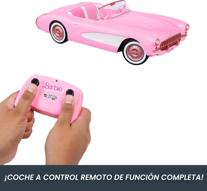 Barbie Hot Wheels RC Corvette from The Movie, auto de juguete con c...