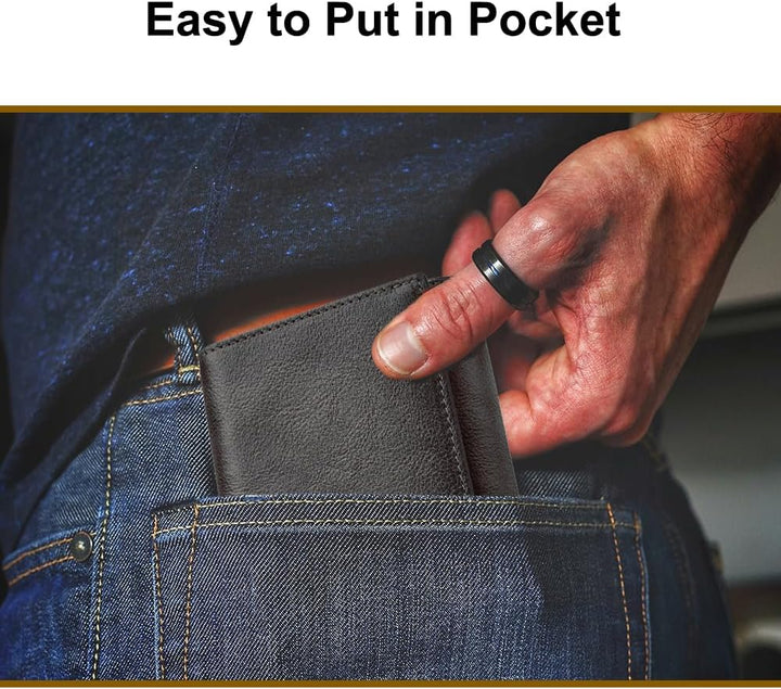 VANNANBA Cartera triple de cuero para hombre con ventanas para iden...