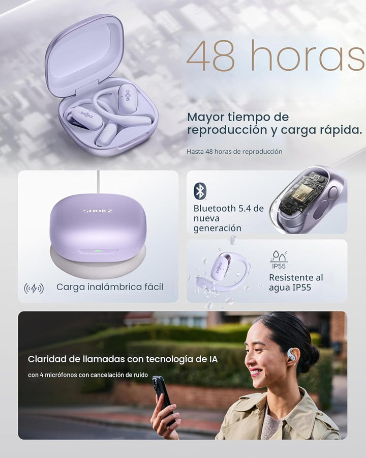 SHOKZ Nuevos auriculares OpenFit 2+ de oreja abierta, compatibles c...