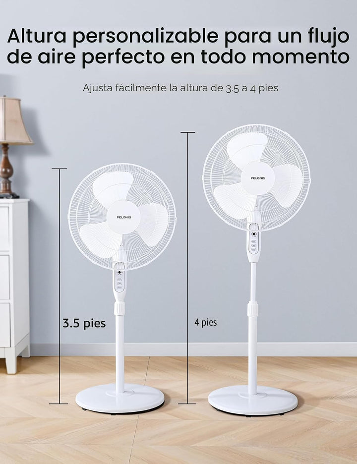 PELONIS Ventilador de pedestal oscilante ajustable de 16" con c...