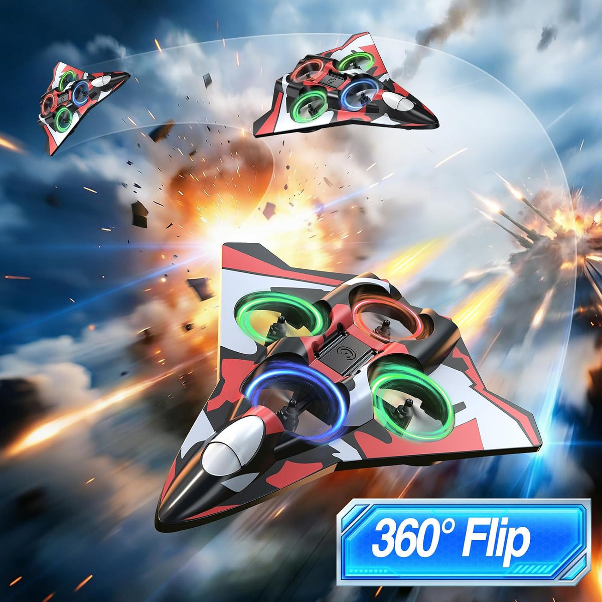 Avión de espuma Rc Planes con luces LED, avión de control remoto, avión de combate para niños y adultos de 8 a 16 años, 360 °F, rollo de acrobacias, drones para niños de 8 a 12 años, regalos