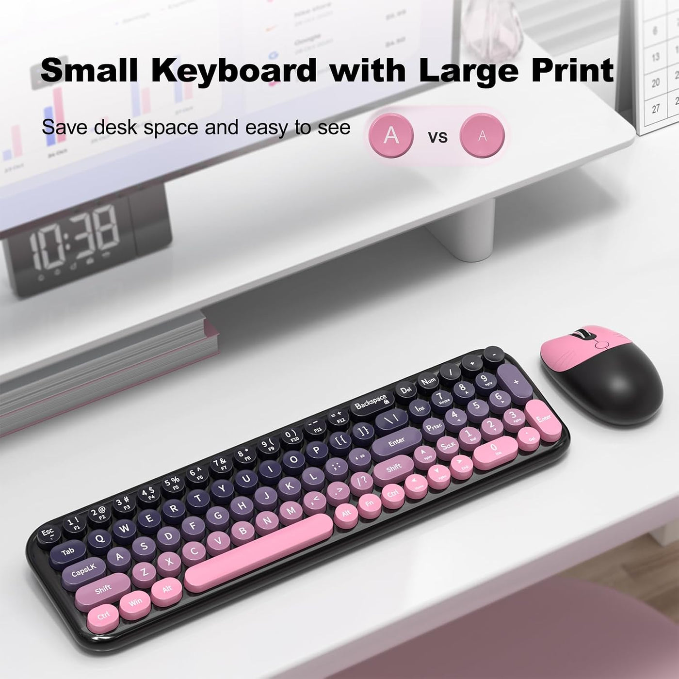 MOFII Combo de teclado y mouse inalámbricos, teclado pequeño compac...