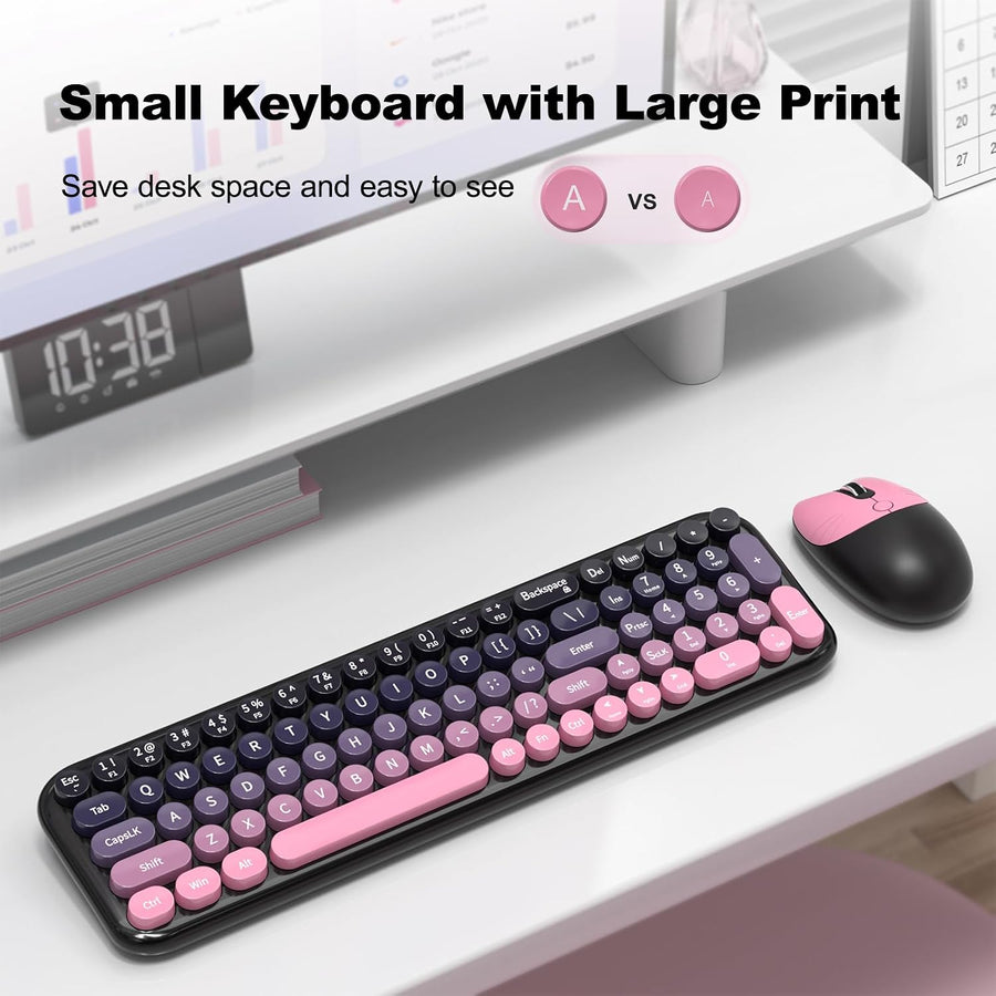 MOFII Combo de teclado y mouse inalámbricos, teclado pequeño compac...