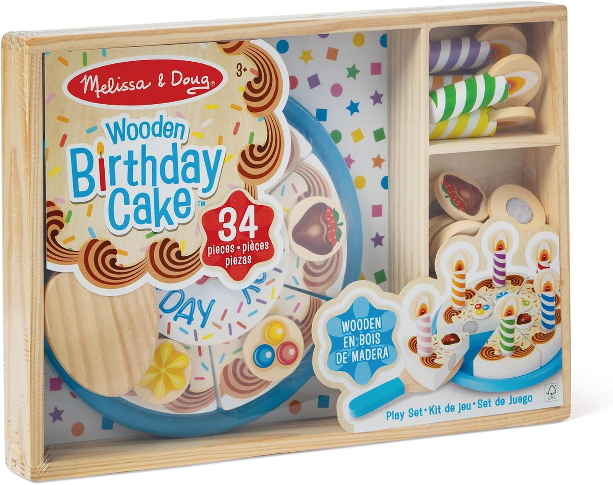 Melissa & Doug, pastel de fiesta de cumpleaños, juego con alimentos, 13.0 x 9.05 x 1.6