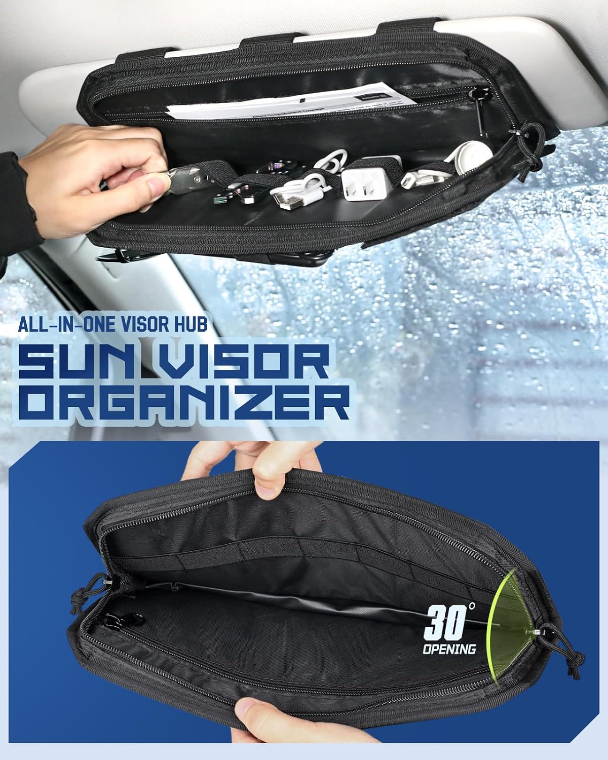 Organizador Molle para Visor Solar de Coche, Compatible con la mayoría de patrullas, camionetas, furgonetas y SUV